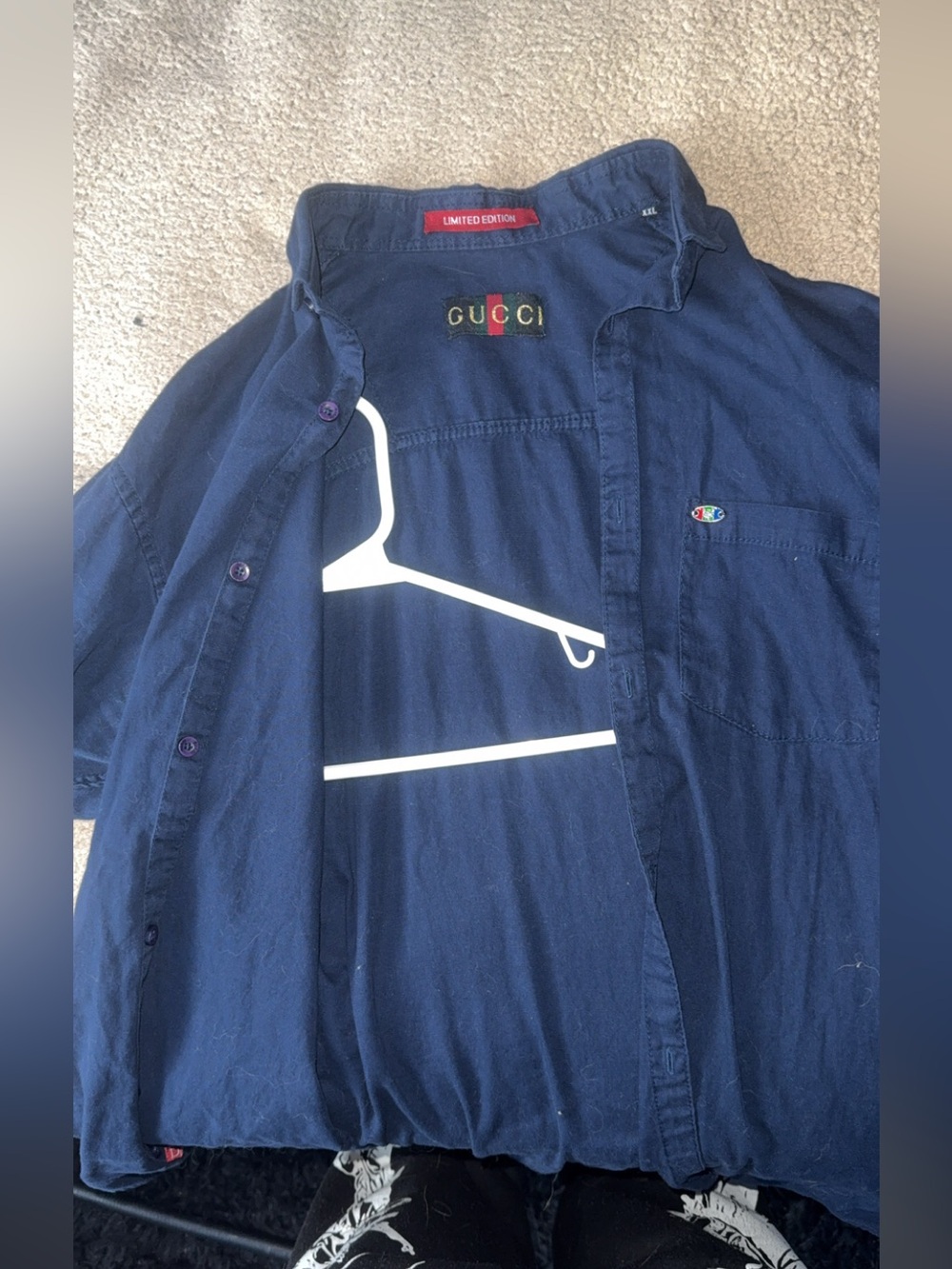 Gucci “Limited Edition” Navy Blue Button-Down Sleeved Shirt